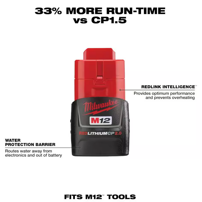 48-11-2420 Milwaukee M12 Fuel REDLITHIUM CP 2.0 AH Battery Pack