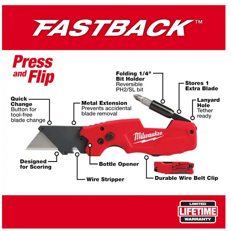 48-22-1505 Milwaukee FASTBACK 6-IN-1 Folding Utility Knife — RC