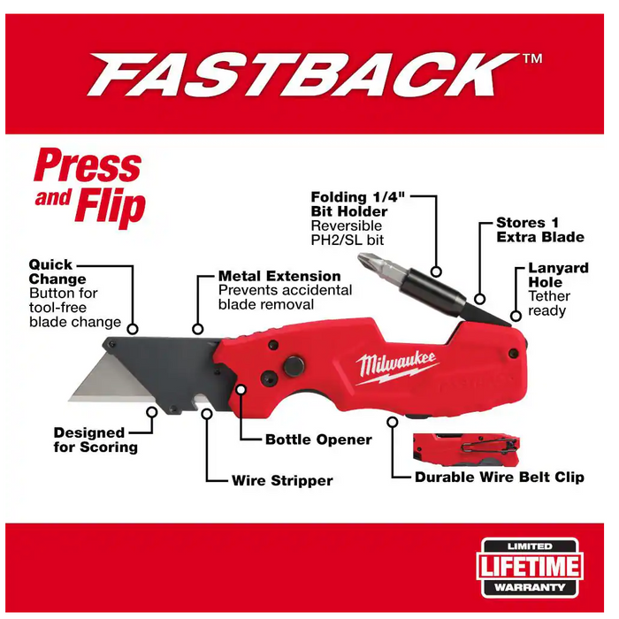 48-22-1505 Milwaukee FASTBACK 6-IN-1 Folding Utility Knife