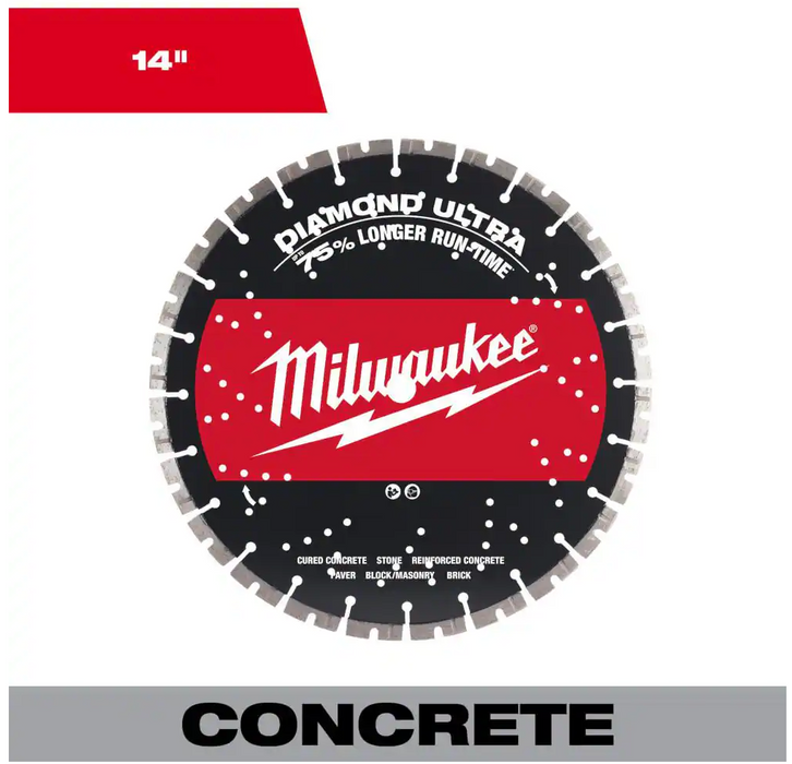 49-93-7540 Milwaukee 14" Diamond Ultra Segmented Turbo, General Purpose Diamond Blade