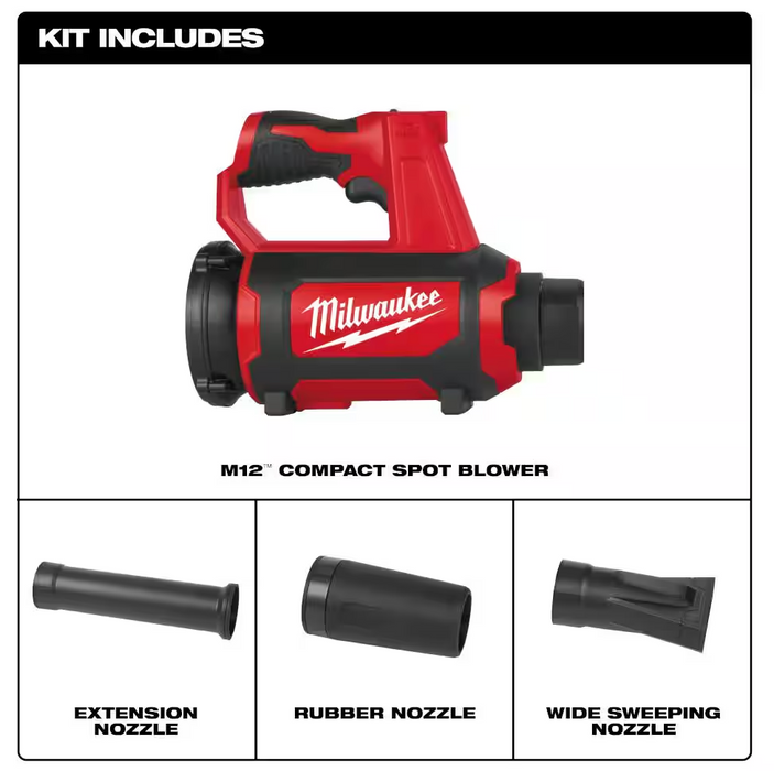 0852-20 Milwaukee M12 Fuel Compact Spot Blower (175 CFM) (Tool Only)