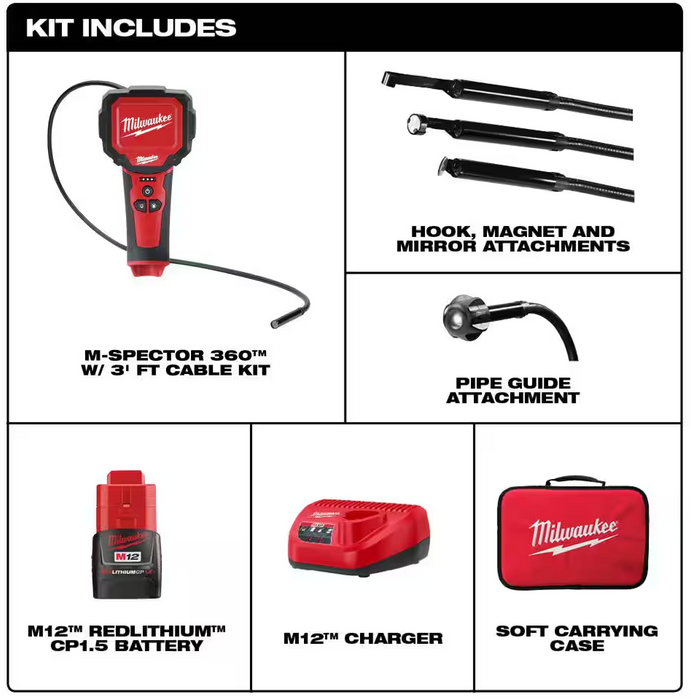 2323-21 Milwaukee M12 Fuel M-SPECTOR 360 Degree 4FT Inspection Camera Kit