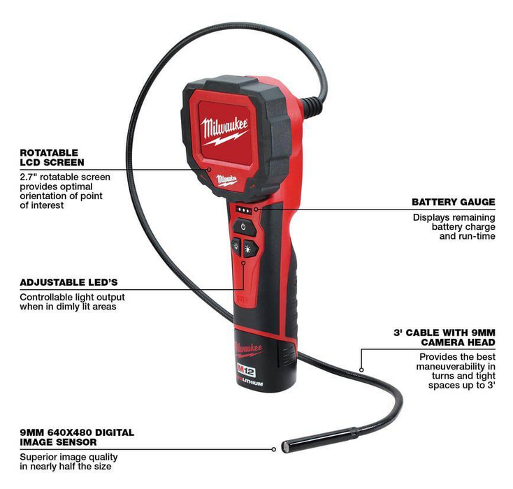 2323-21 Milwaukee M12 Fuel M-SPECTOR 360 Degree 4FT Inspection Camera Kit