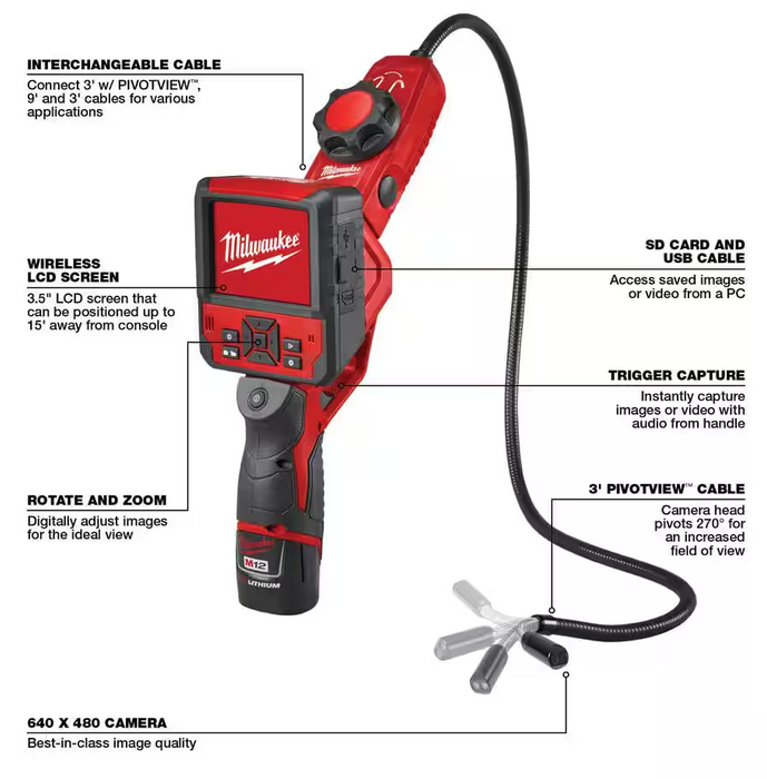 2317-21 Milwaukee M12 Fuel M-SPECTOR FLEX 3FT Inspection Cam Kit