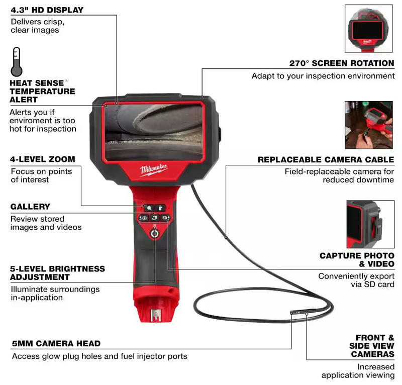 3150-20 Milwaukee M12 Fuel Auto Technician Borescope (Tool Only)