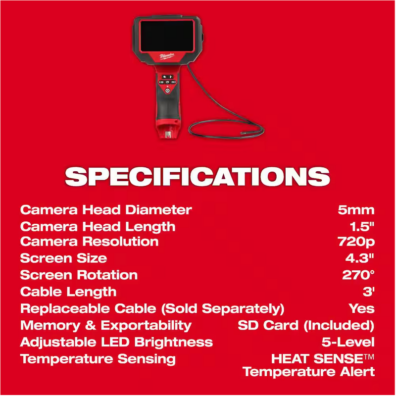 3150-20 Milwaukee M12 Fuel Auto Technician Borescope (Tool Only)