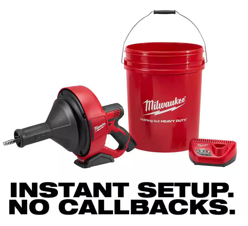 2571-21 Milwaukee M12 Fuel Drain Snake Auger Kit w/Bucket