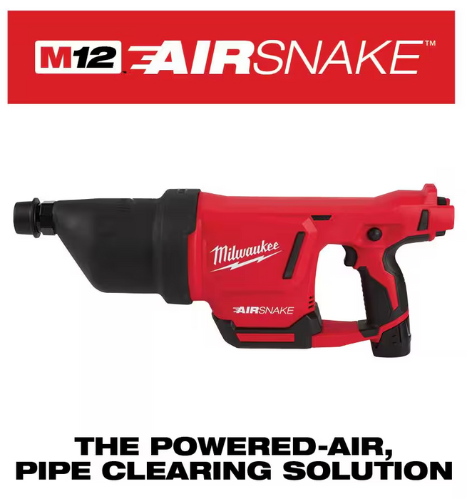 2572B-21 Milwaukee M12 Drain Cleaning Airsnake Air Gun Kit