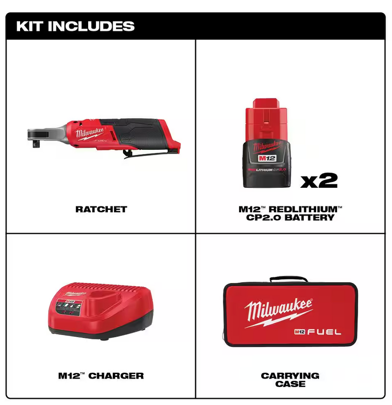 3053-21 Milwaukee M12 Fuel 3/8" High Speed Ratchet Kit