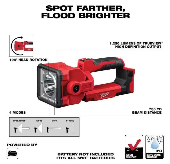 2354-20 Milwaukee M18 Search Light 1250 Lumens (Tool Only)