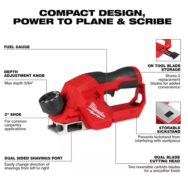 2524-20 Milwaukee M12 2" Planer (Tool Only)