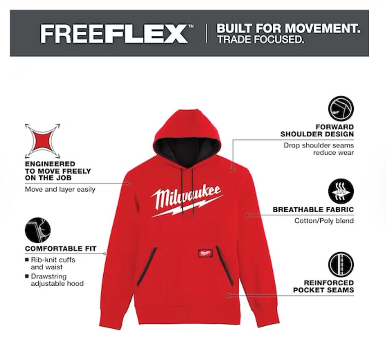 352R Milwaukee FREEFLEX Pullover Logo Hoodie