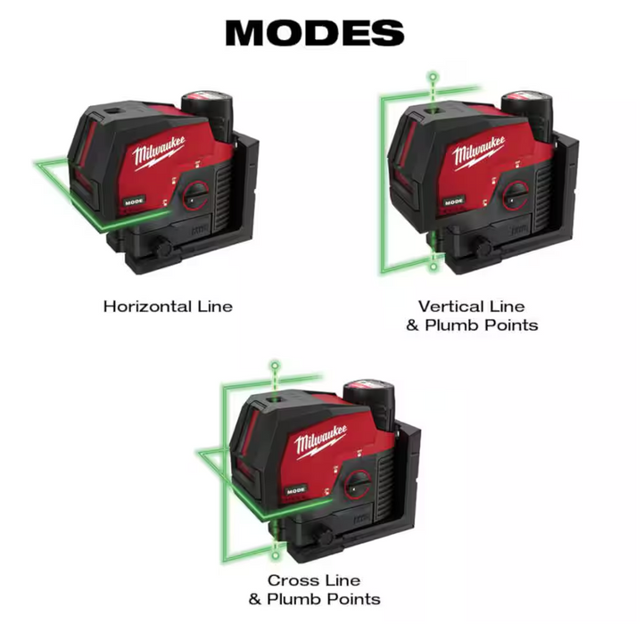 3622-20 Milwaukee M12 Laser Level - 125FT Cross Line & Plumb Points (Tool Only)