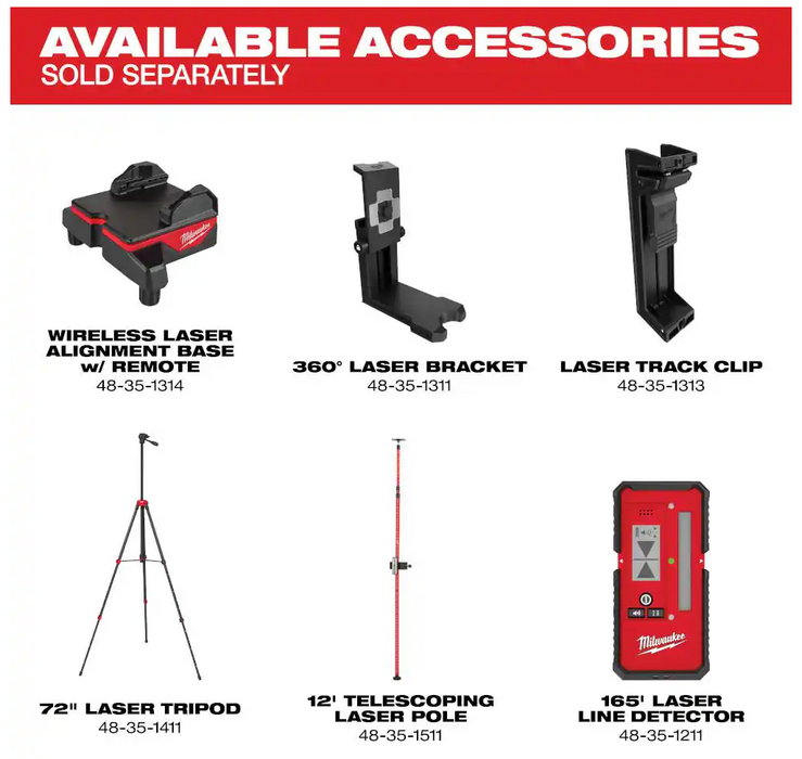 3632-21 Milwaukee M12 250FT 3-Plane  Laser Level Kit