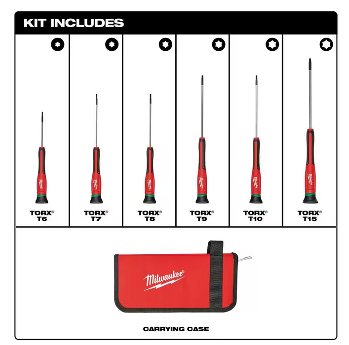 48-22-2610 Milwaukee Torx Precision Screwdriver Set - 6PC