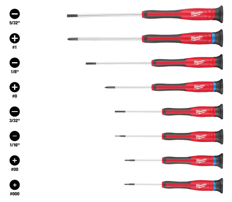 48-22-2614 Milwaukee Precision Phillips Slotted Screwdriver Set - 8PC