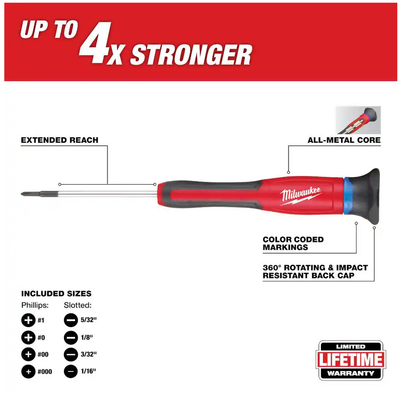 48-22-2614 Milwaukee Precision Phillips Slotted Screwdriver Set - 8PC
