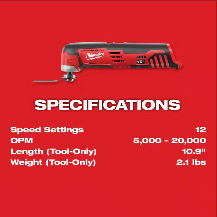 2426-20 Milwaukee M12 Oscillating Multi Tool (Tool Only)