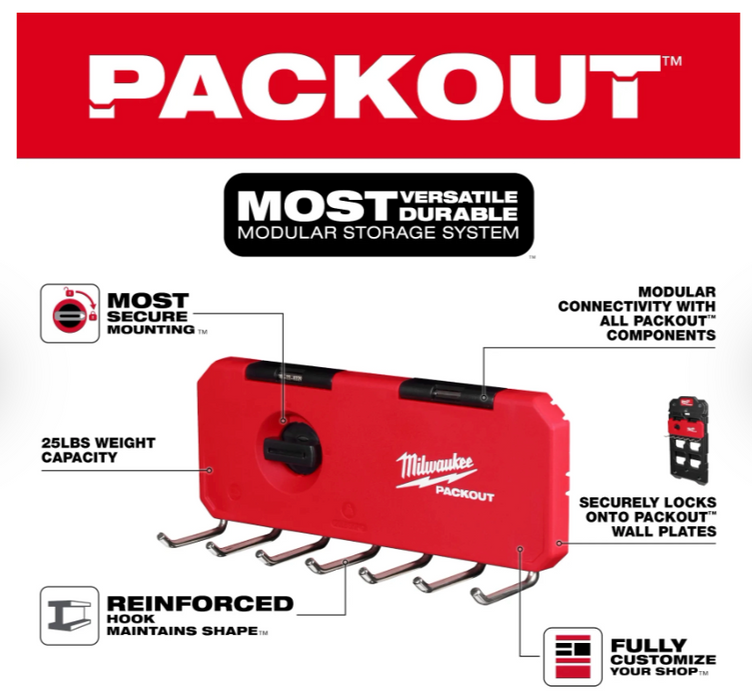 48-22-8329 Milwaukee PACKOUT 7-Hook Rack Tool Holder