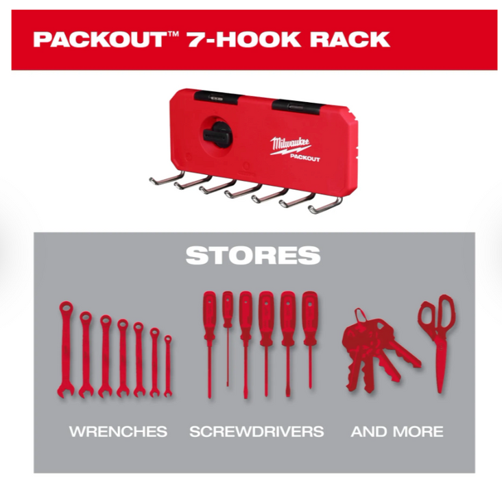 48-22-8329 Milwaukee PACKOUT 7-Hook Rack Tool Holder