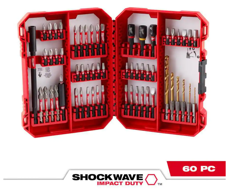 48-32-4097 Milwaukee SHOCKWAVE Impact Duty Alloy Steel Screw Driver Bit Set - 60 PC