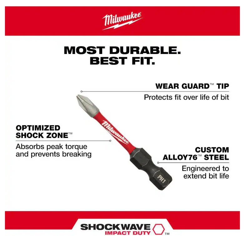 48-32-4097 Milwaukee SHOCKWAVE Impact Duty Alloy Steel Screw Driver Bit Set - 60 PC