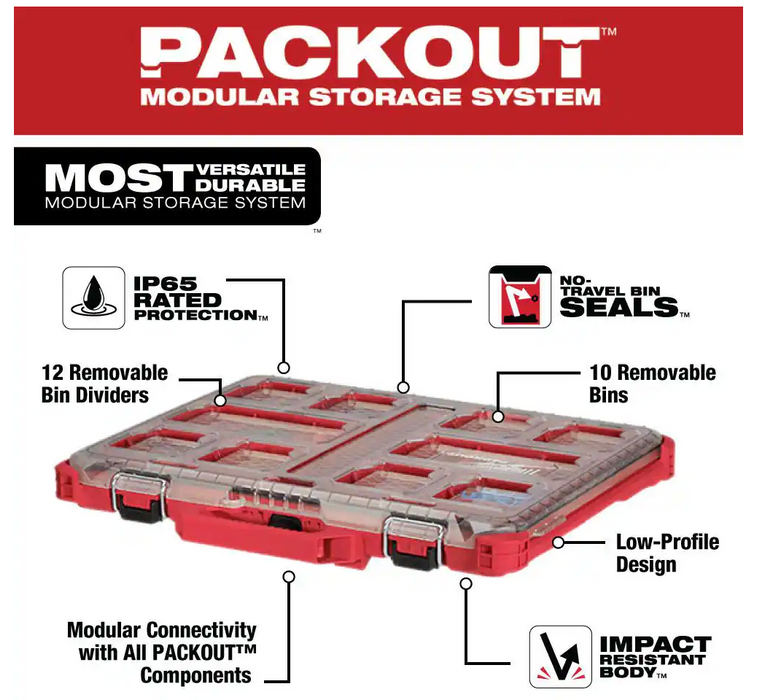 48-22-8431 Milwaukee PACKOUT 11 Compartment Low Profile Organizer