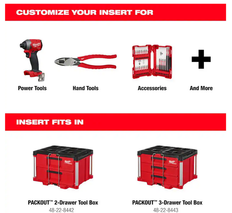 48-22-8452 Milwaukee PACKOUT Drawers Customizable Foam Insert