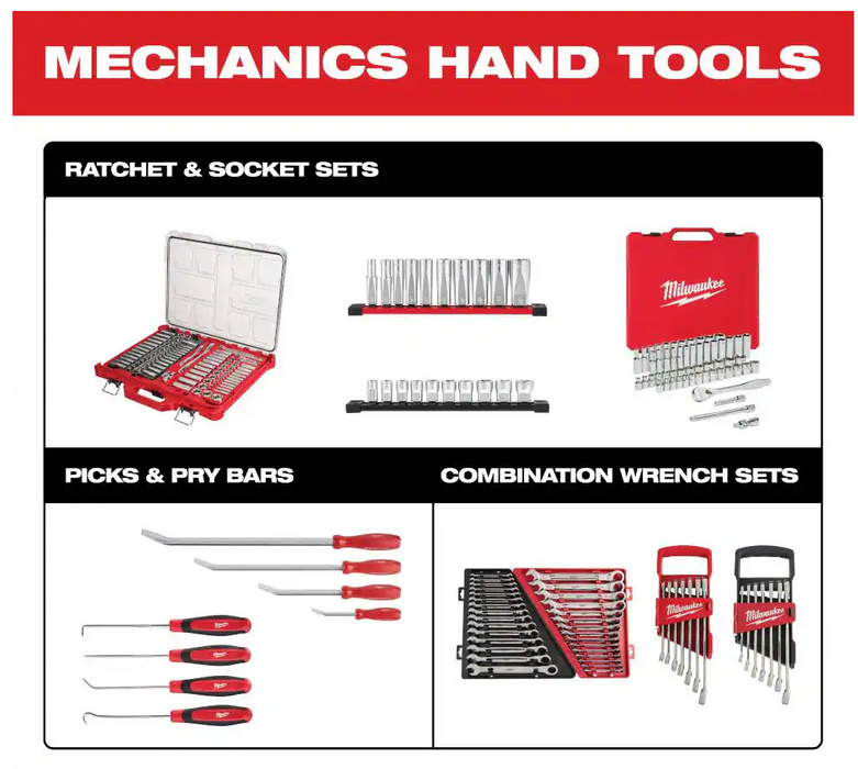 48-22-9413 Milwaukee SAE Flex Head Ratcheting Combo Wrench Set - 15 PC