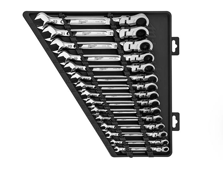 48-22-9513 Milwaukee Metric Flex Head Ratcheting Combo Wrench Set - 15 PC