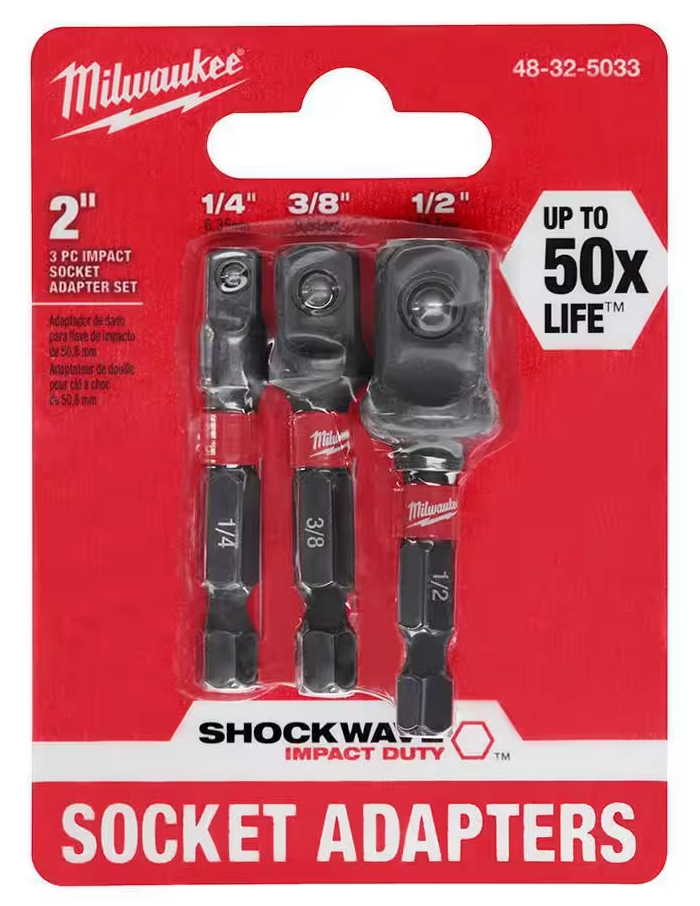 48-32-5033 Milwaukee SHOCKWAVE Impact Duty 1/4" HEX Shank Socket Adapter Set - 3 PC