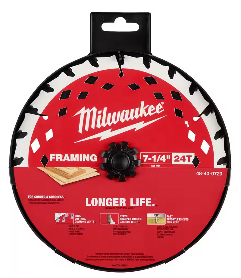 48-40-0720 Milwaukee 7-1/4" 24T Framing Circular Saw Blade