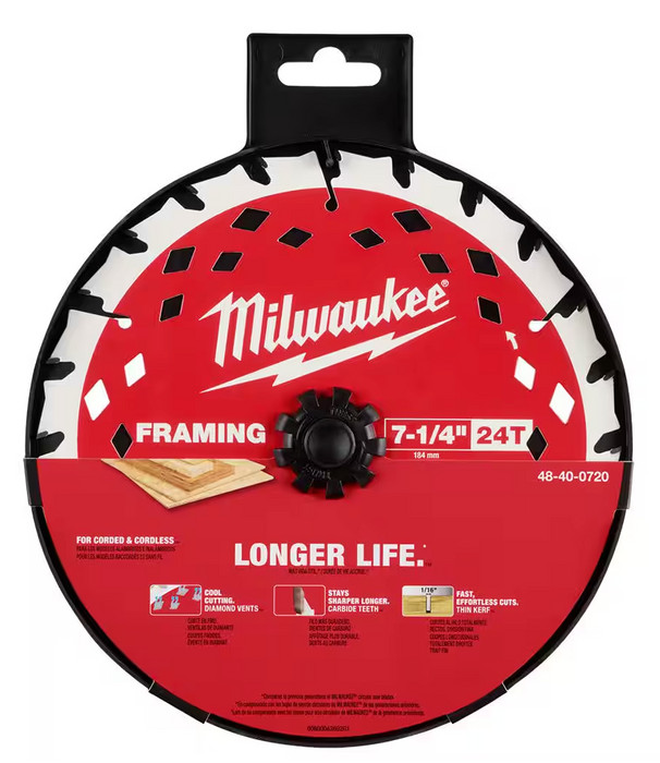 48-40-0720 Milwaukee 7-1/4" 24T Framing Circular Saw Blade