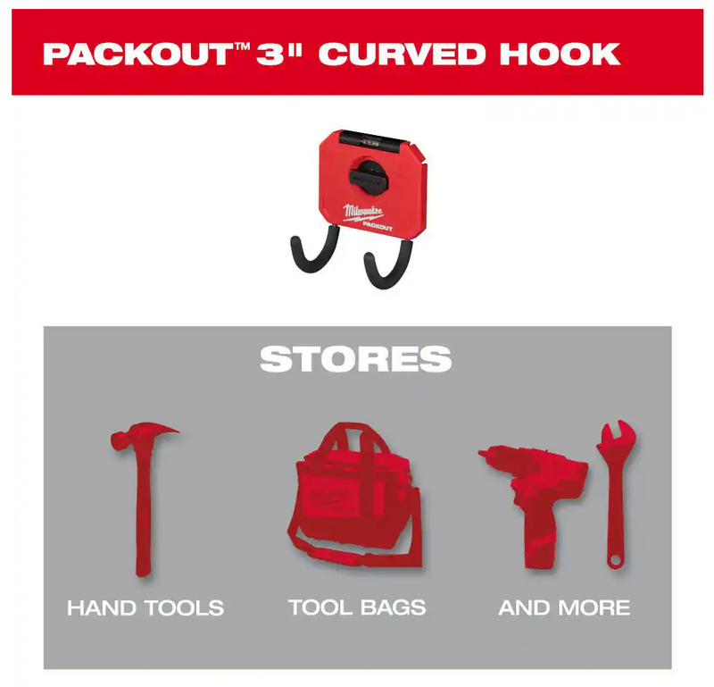 48-22-8335 Milwaukee PACKOUT 3" Small Curved Utility Hook