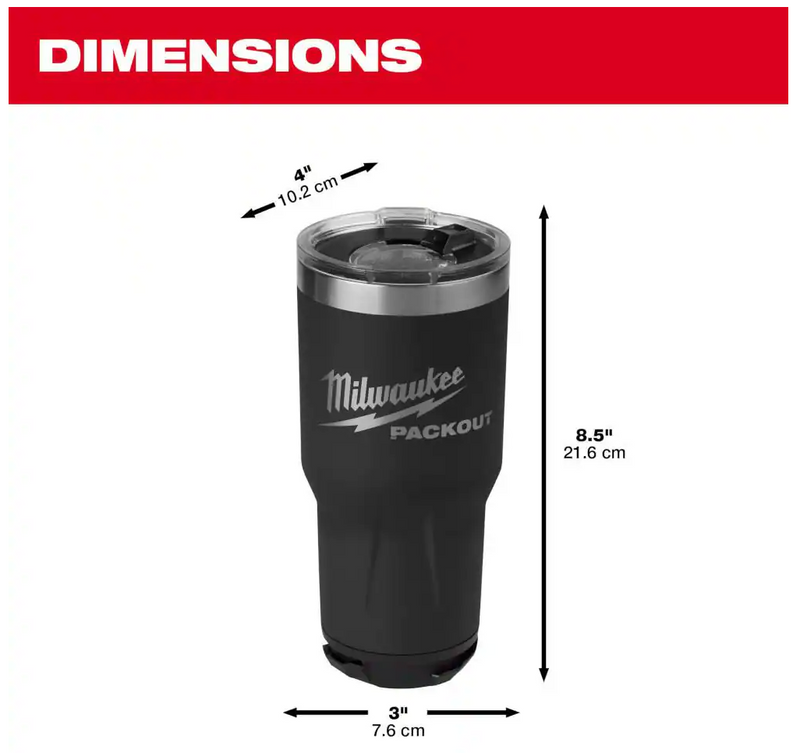 48-22-8393B Milwaukee PACKOUT 30oz Tumbler - Black