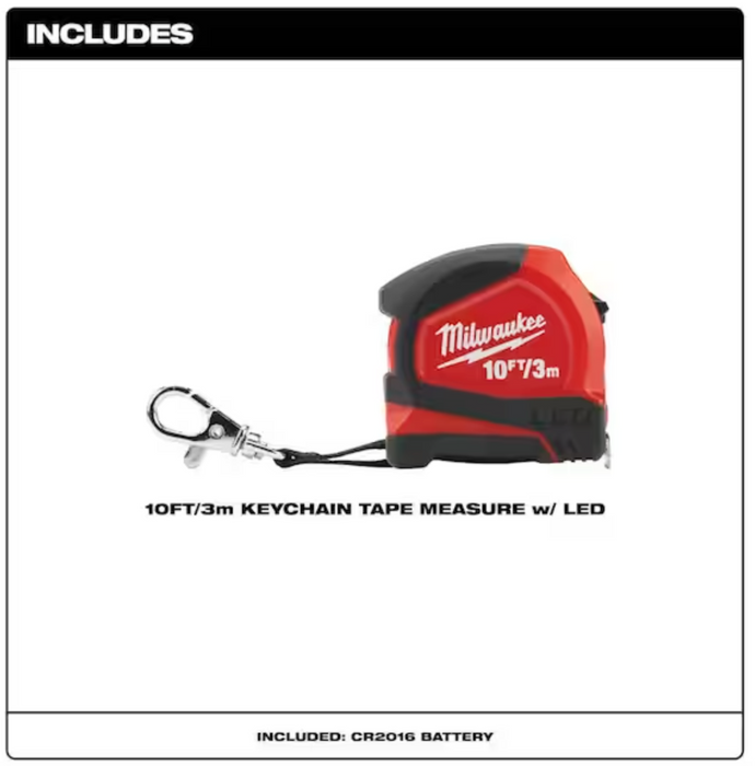 48-22-6601 Milwaukee 10ft / 3m Keychain Tape Measure with LED