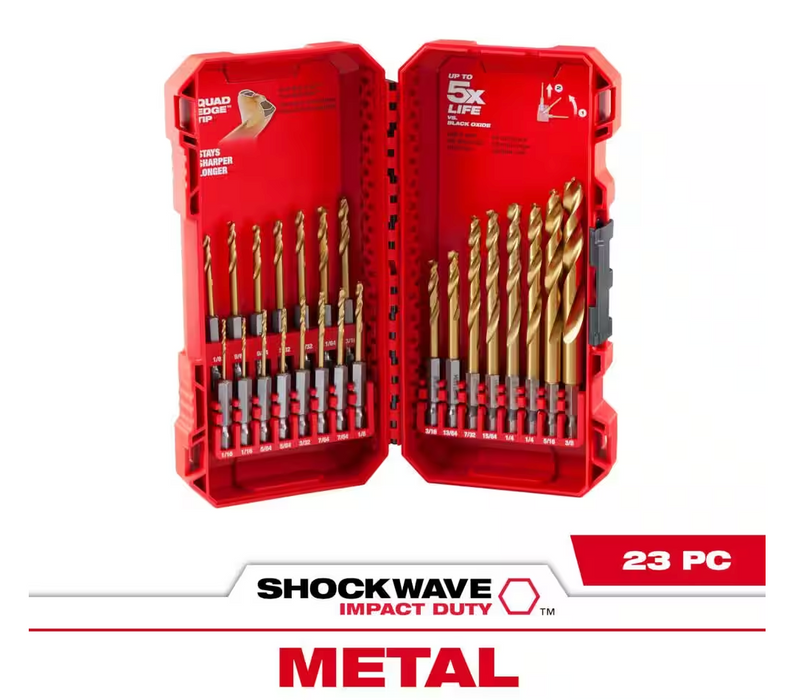 48-89-4631 Milwaukee Shockwave Impact Duty Red Helix Titanium Drill Bit Set