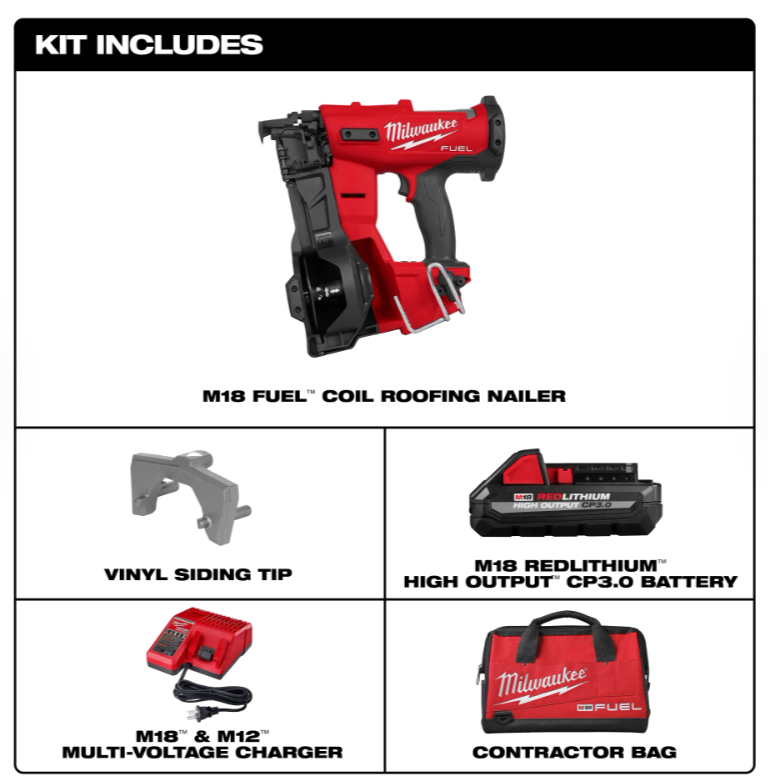 2909-21 Milwaukee M18 Coil Roofing Nailer