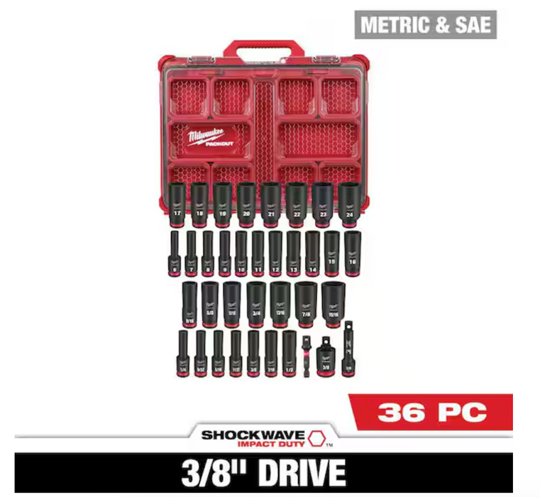 49-66-6805 Milwaukee Shockwave 3/8" Impact Duty Socket PACKOUT Set