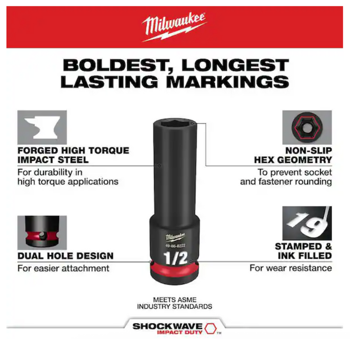 49-66-6805 Milwaukee Shockwave 3/8" Impact Duty Socket PACKOUT Set