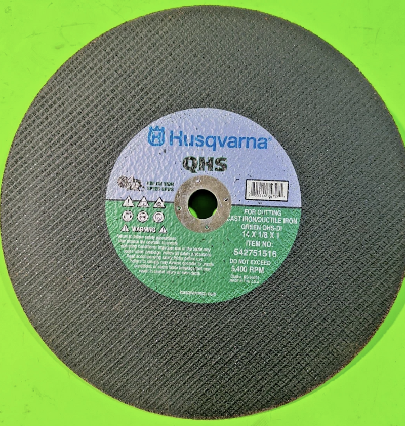 542751516 Husqvarna Cut Off Blade 14" Iron/Aluminum (Quality High Speed) Green QHS DI