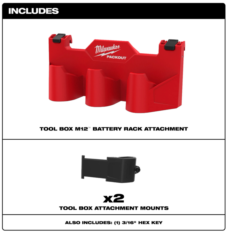 48-22-8604 Milwaukee PACKOUT™ Tool Box M12™ Battery Rack Attachment