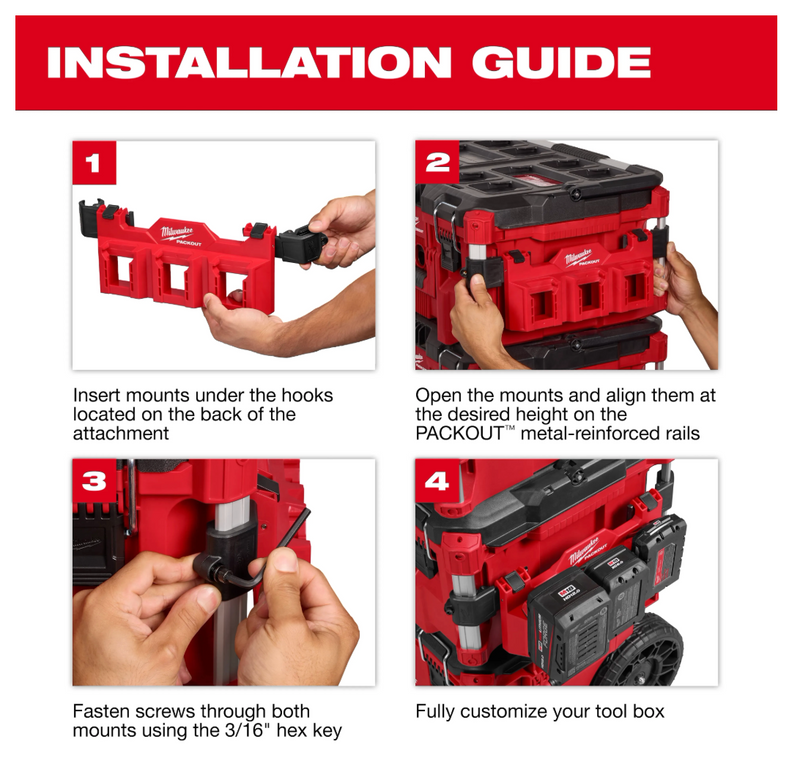 48-22-8604 Milwaukee PACKOUT™ Tool Box M12™ Battery Rack Attachment