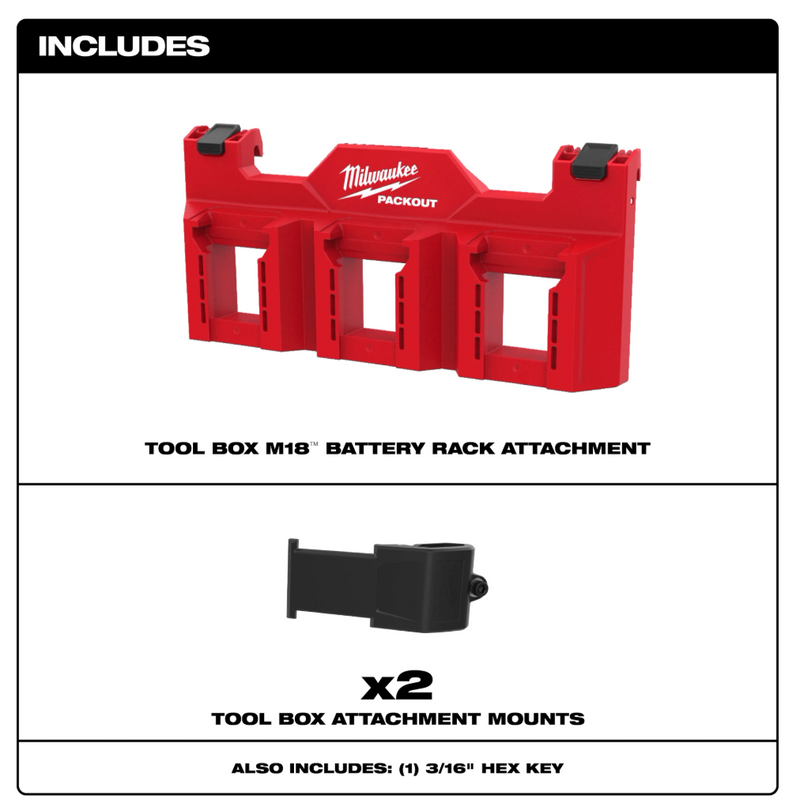 48-22-8603 Milwaukee PACKOUT™ Tool Box M18™ Battery Rack Attachment