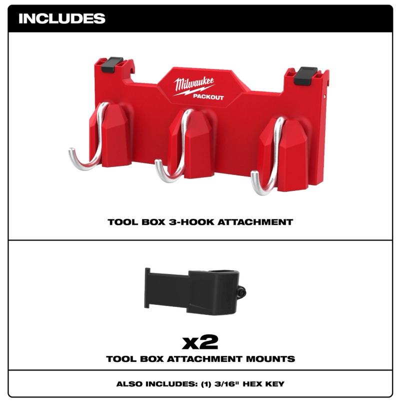 48-22-8606 Milwaukee PACKOUT™ Tool Box 3-Hook Attachment