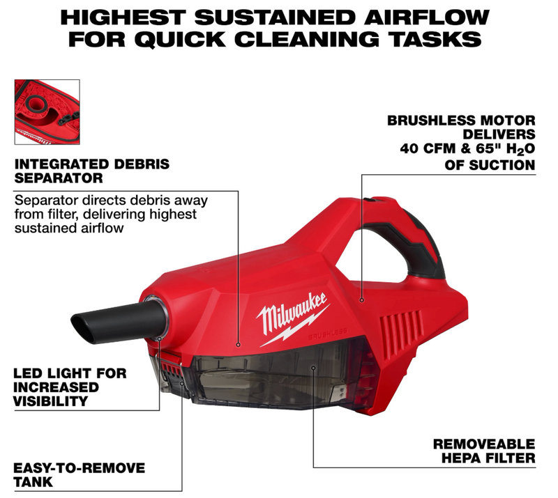 0892-20 Milwaukee M18 Brushless Handheld Vacuum