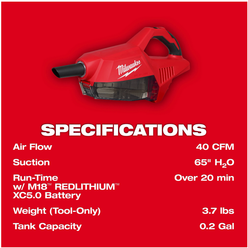 0892-20 Milwaukee M18 Brushless Handheld Vacuum
