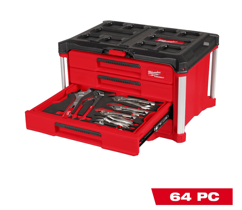 48-22-9493 Milwaukee 64pc. Hand Tool Set with PACKOUT™ 4 Drawer Tool Box