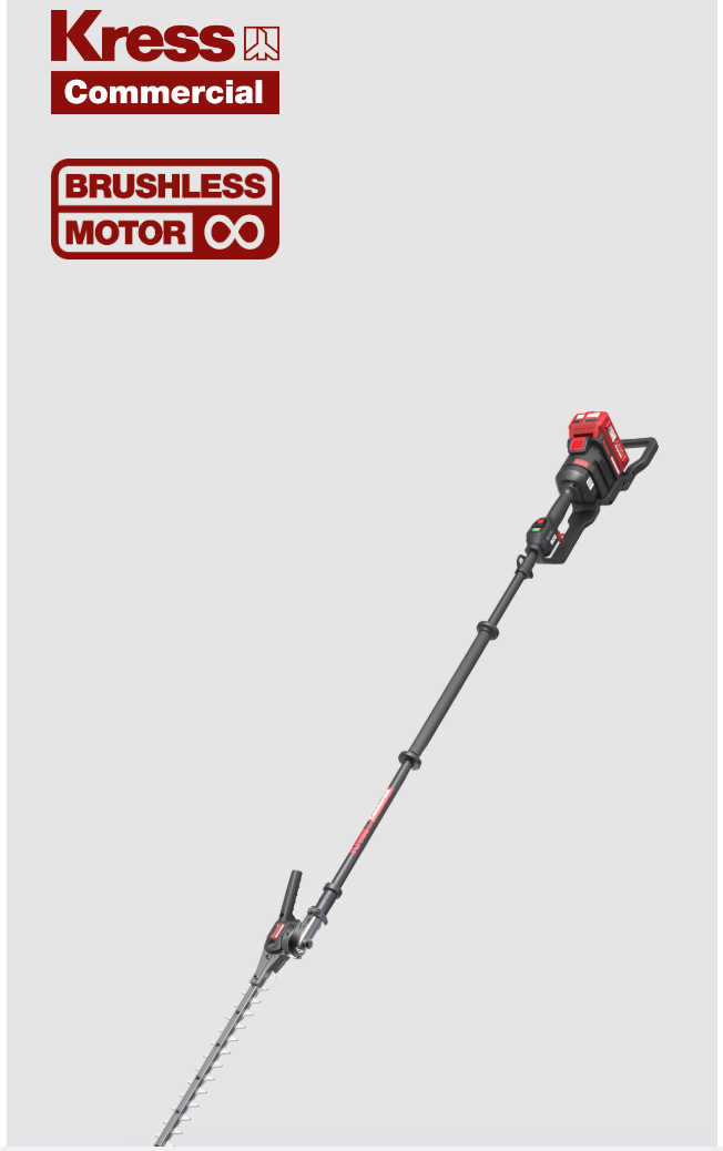 KC270.9 Kress Commercial 60V 22-inch Long Shaft Articulating (145°) Pole Hedge Trimmer