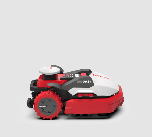 KR236S Kress RTKⁿ 9-acre Robotic Lawn Mower with OAS (Obstacle Avoidance System), enhanced motor and V-Wheel.